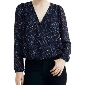 Madewell Navy Blue Printed Polka Dot Top